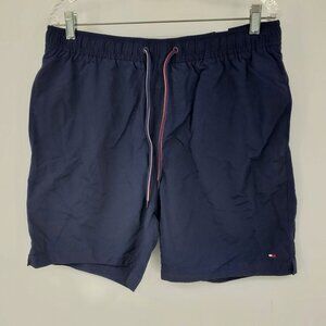 NWT Tommy Hilfiger 7" Inseam Navy Blue Men's Swim Trunk Bathing Suit Size Large